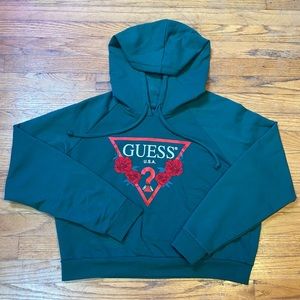Guess Embroidered Cropped Hoodie